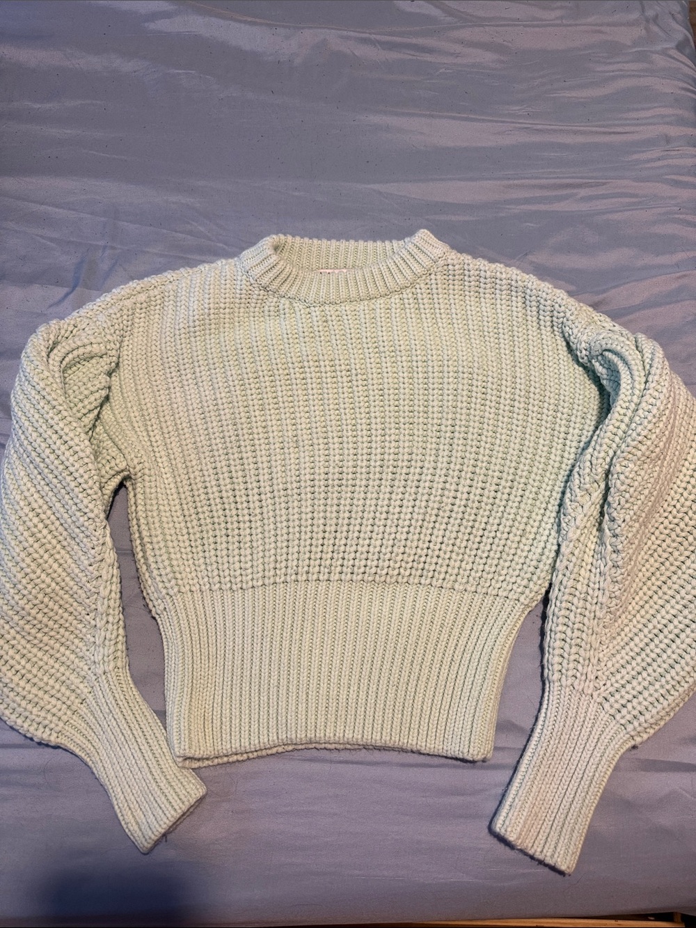 Crewneck Chunky Knit Sweater - Mint Green